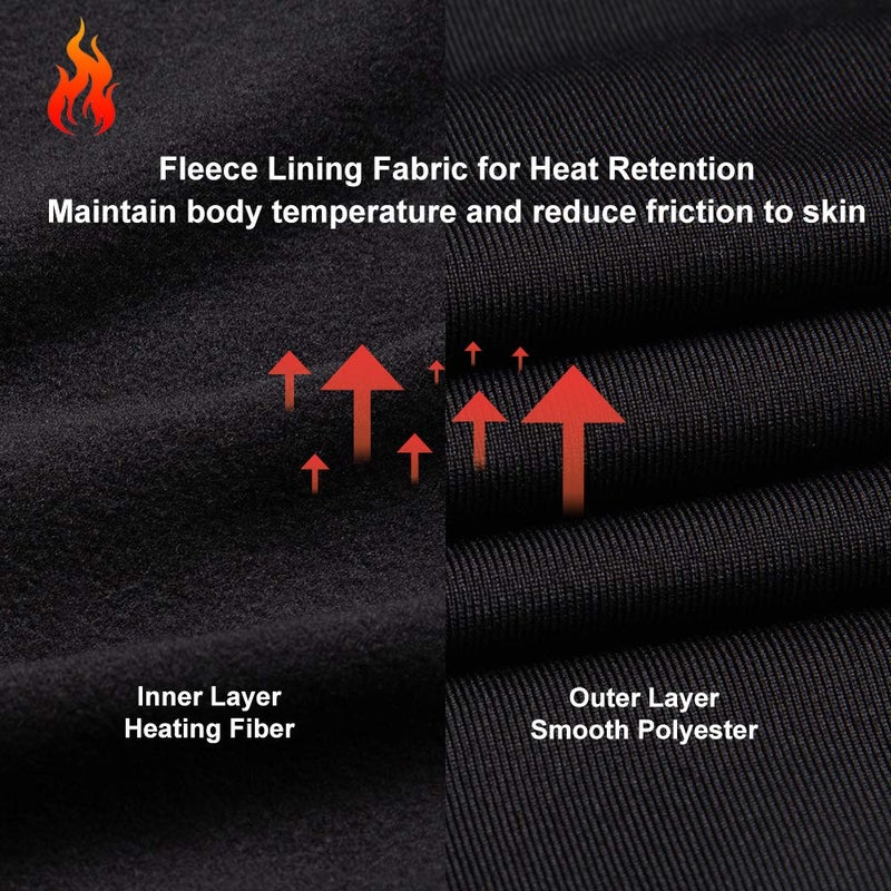 MANCYFIT Thermal Tops for Boys Fleece Lined Underwear Long Sleeve Undershirts Baselayer Black Small - Image 2